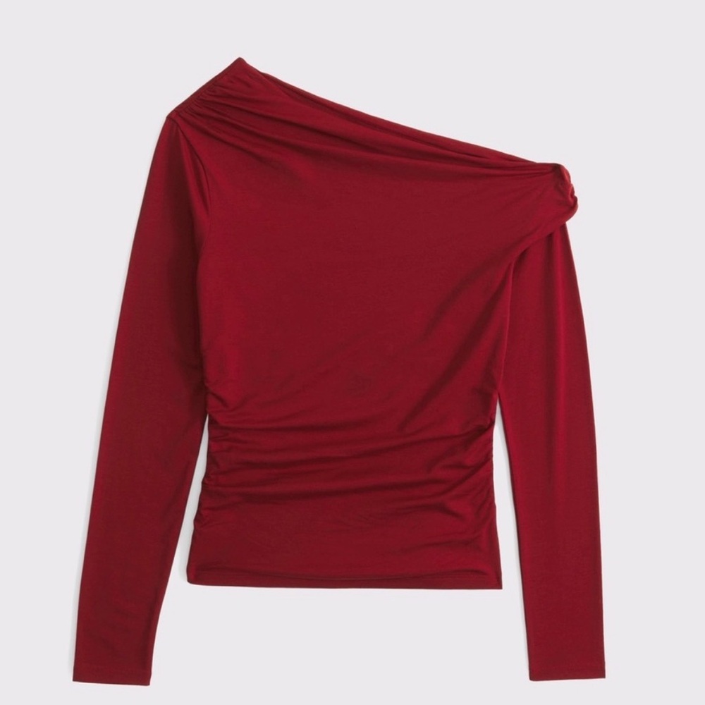 Long-Sleeve Off-The-Shoulder Draped Top